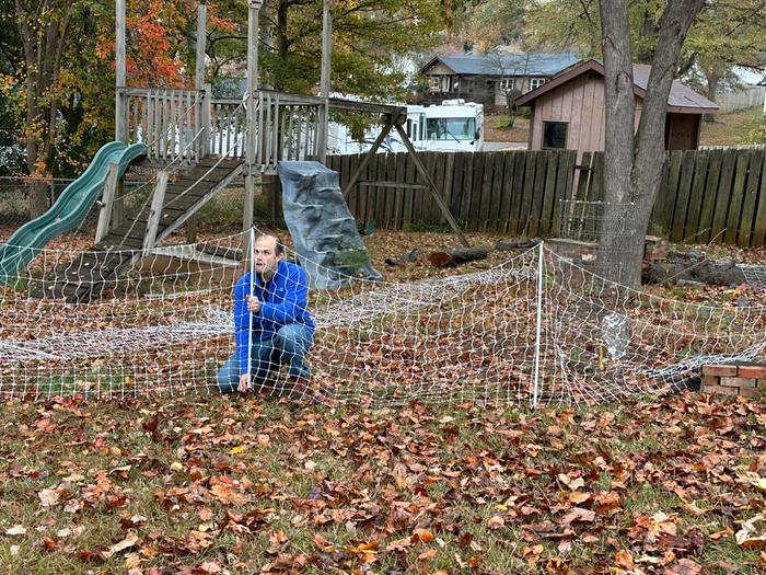 Setting up fence in new paddock area - 1