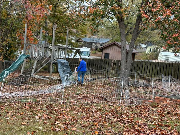 Setting up fence in new paddock area - 2