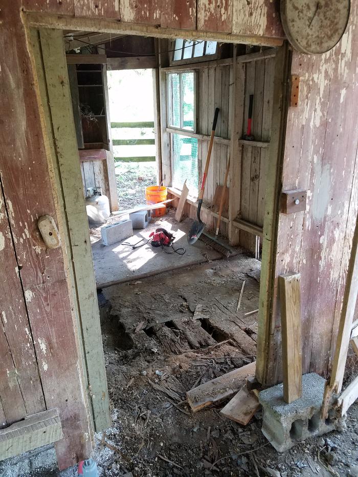 Rotten out sub-floor. Anything worth keeping was kept, the is sitting on a burn pile.