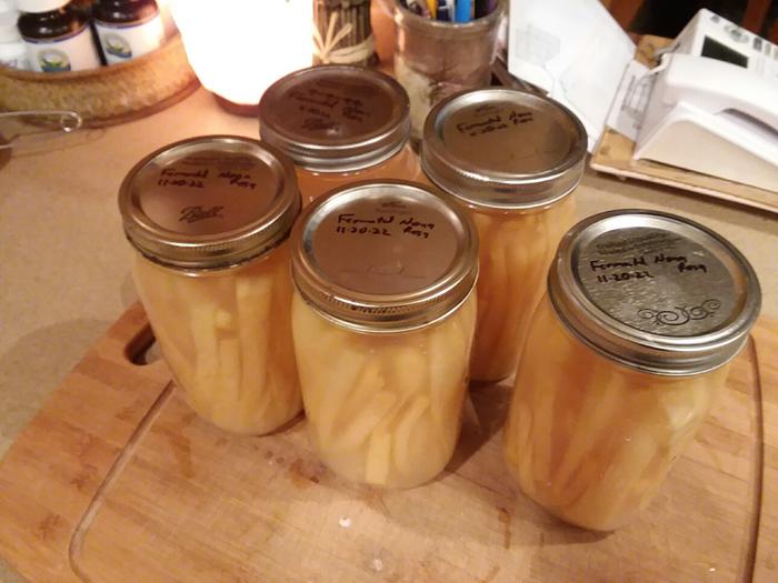 Labeled in quart jars