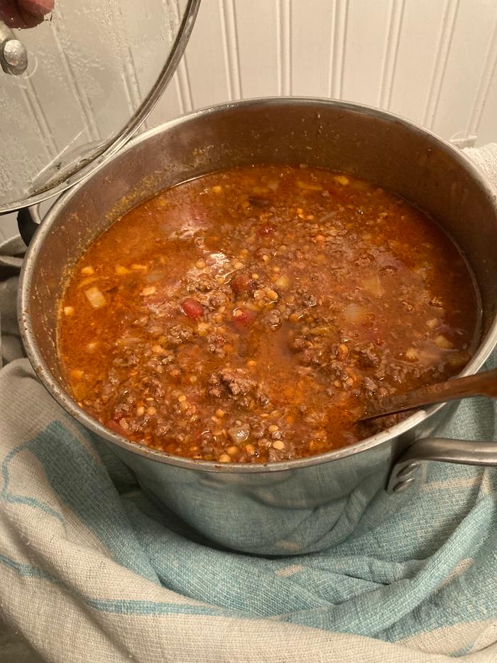 Finished hay box chili 
