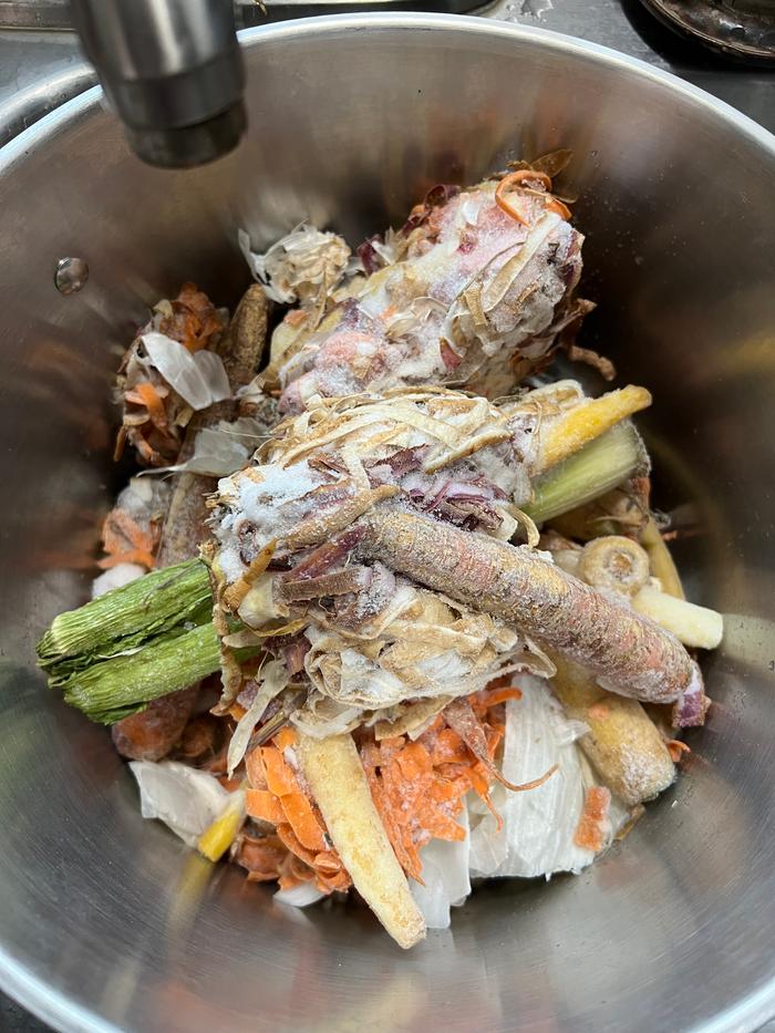 Veggie scraps in the pot