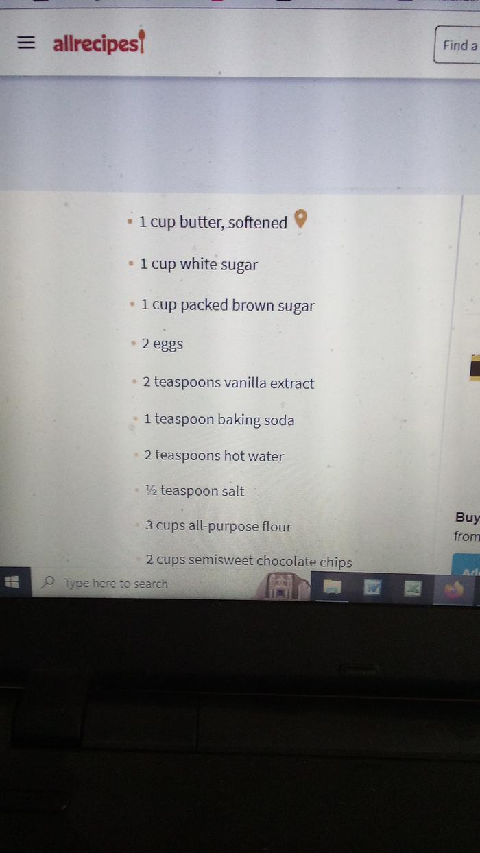 Cookie recipe