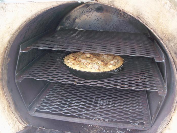 Apple pie done in rocket oven