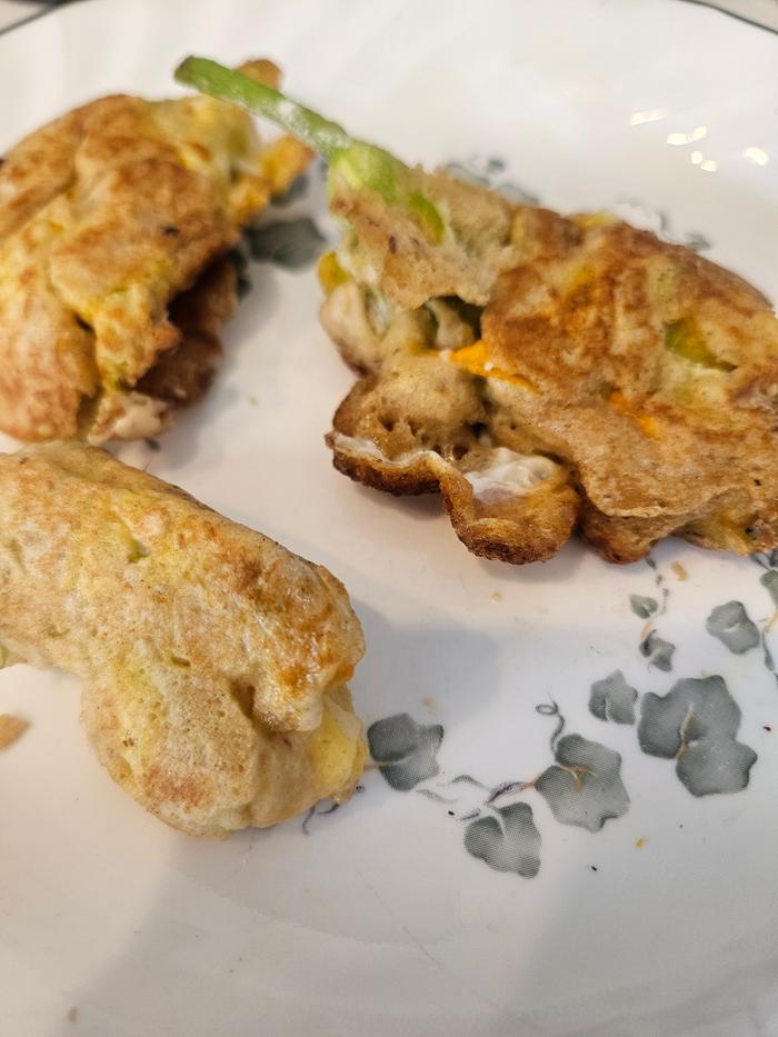 Finished squash blossoms fritters