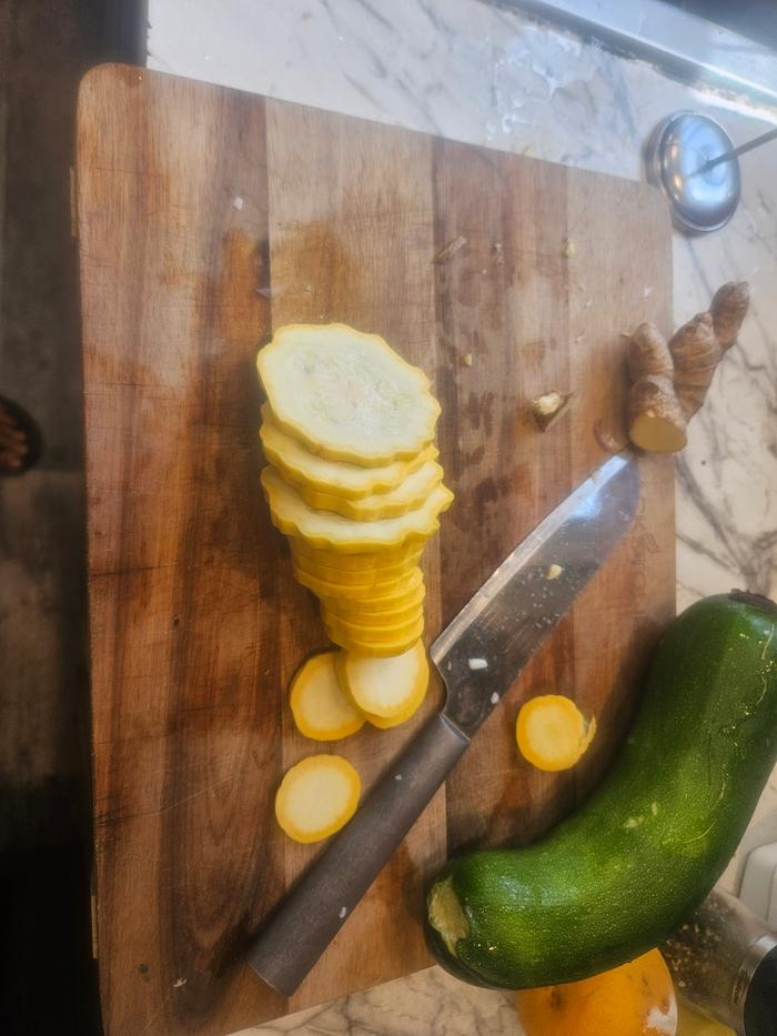 The squash being prepped