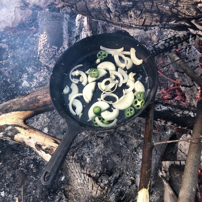 Sautéing the goodies. 