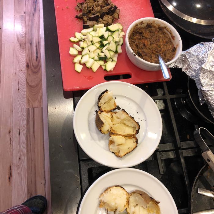 Baked potato bar for lunch!