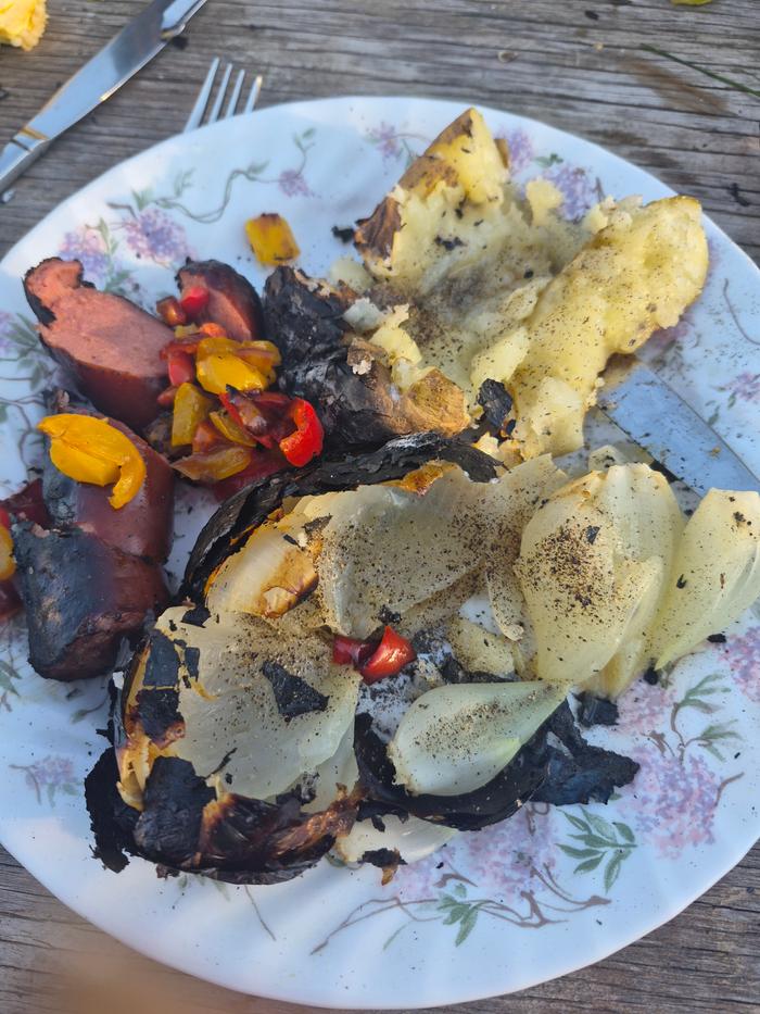 Our campfire meal- tasty!