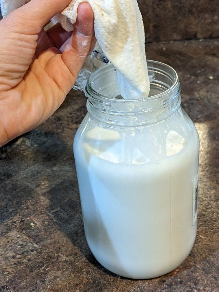 Straining cashews