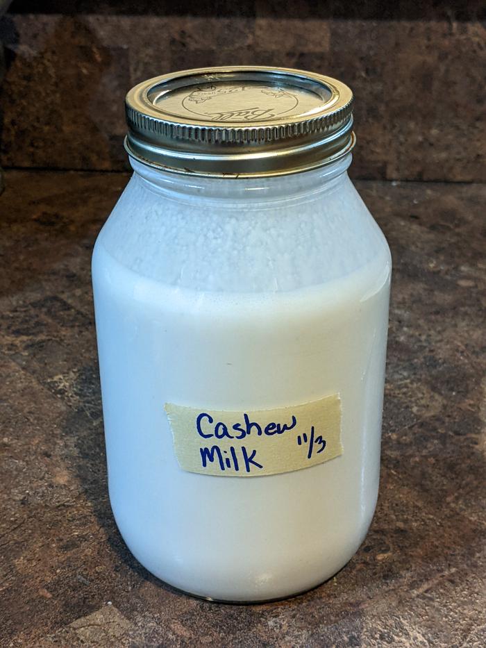 Finished cashew milk