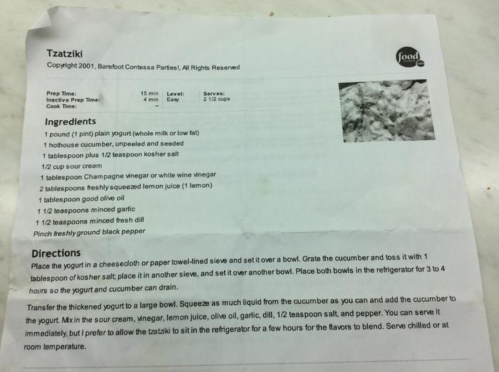 Recipe for tzatziki