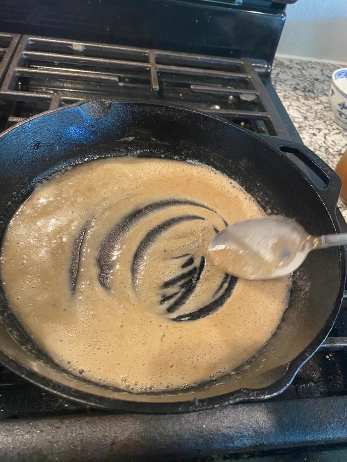 Making the brown gravy roux