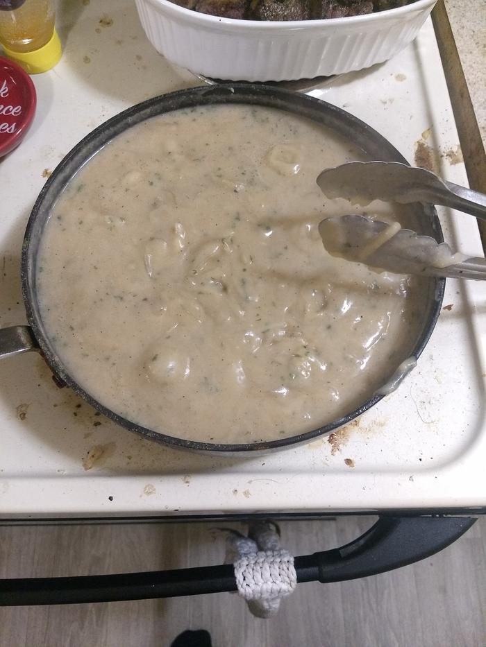 Finished onion gravy.