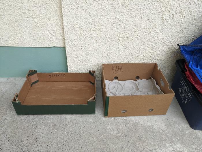 Boxes after food has been collected