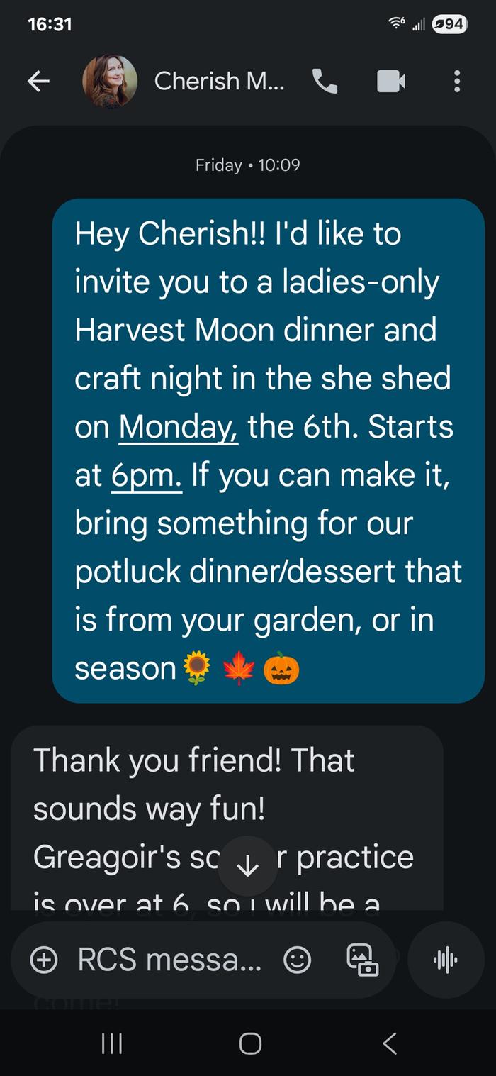 Original invitation message