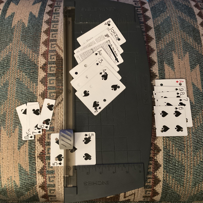 altering playing cards into tablet weaving cards