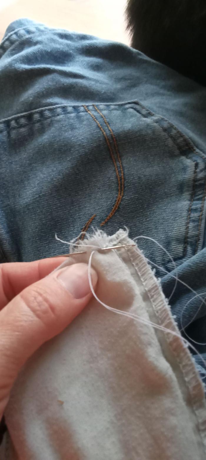 mending a hole in a pocket