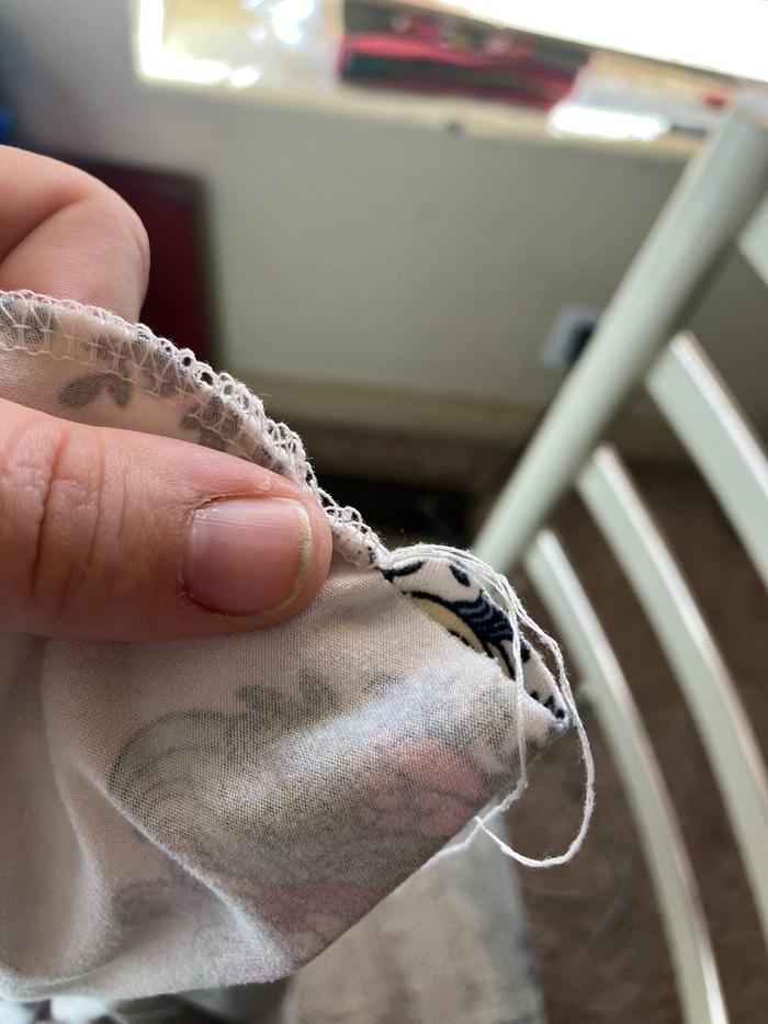 The pocket in question. Looks like the serging fell apart.