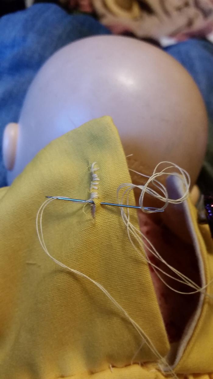 My son snapped a picture of me sewing