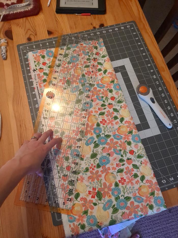 I folded the fabric in half twice and measured it out. I just made the panel as big as the piece of fabric I had.