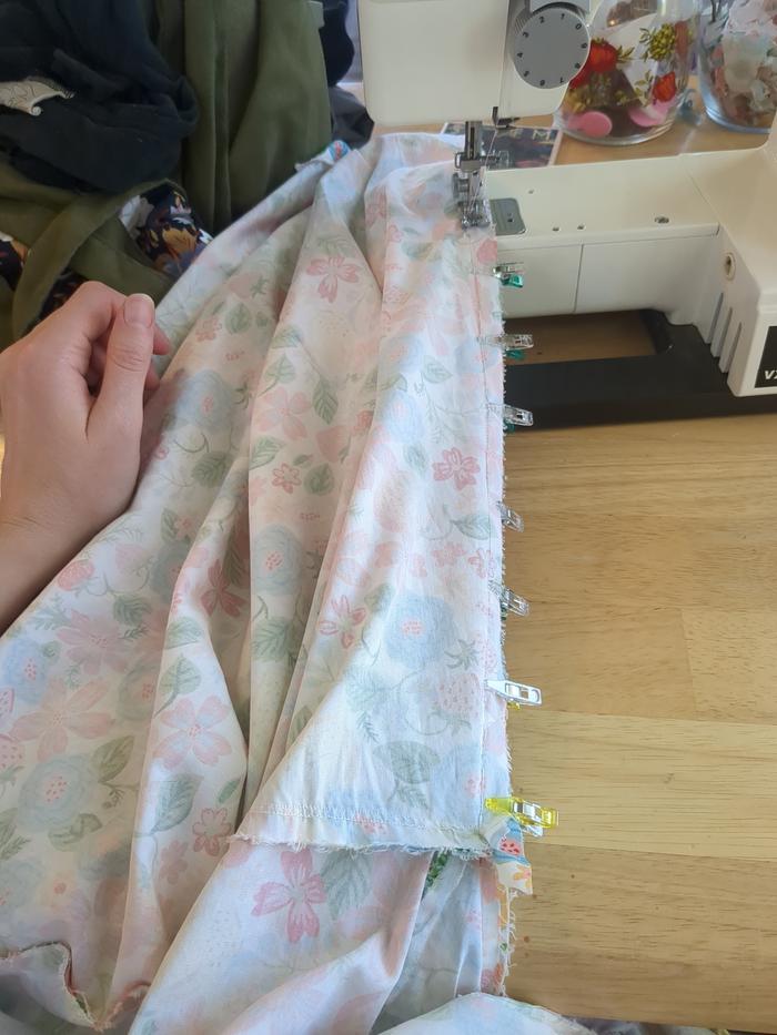 Sewing the new panel on.