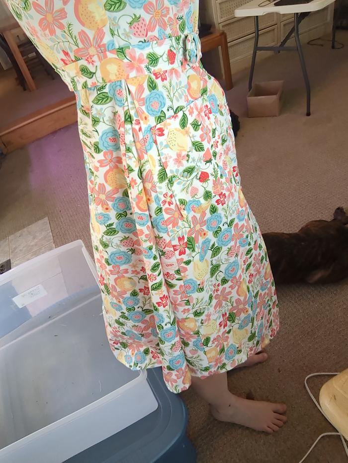 I tried to get a picture of the skirt with the new panel from the side.