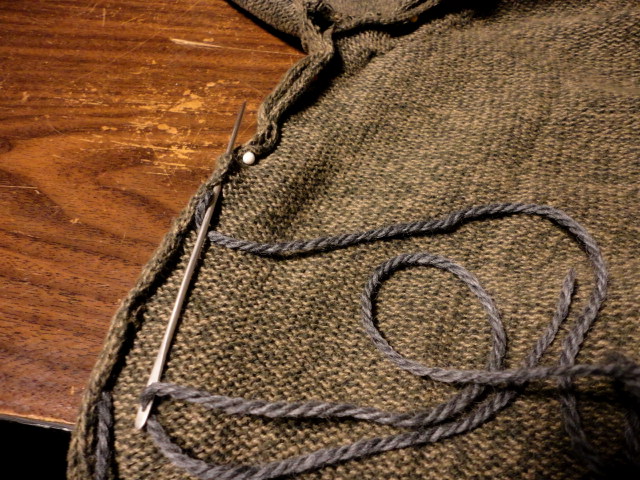 I pinned up the line to make it a bit easier on me, then began sewing.