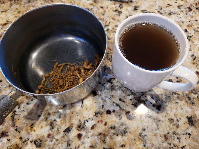 The finished decoction.
