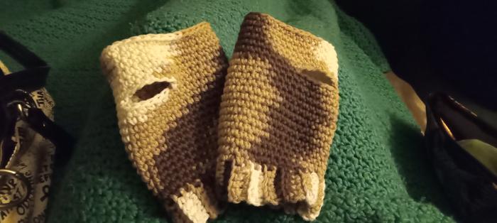 Pair of homemade fingerless gloves