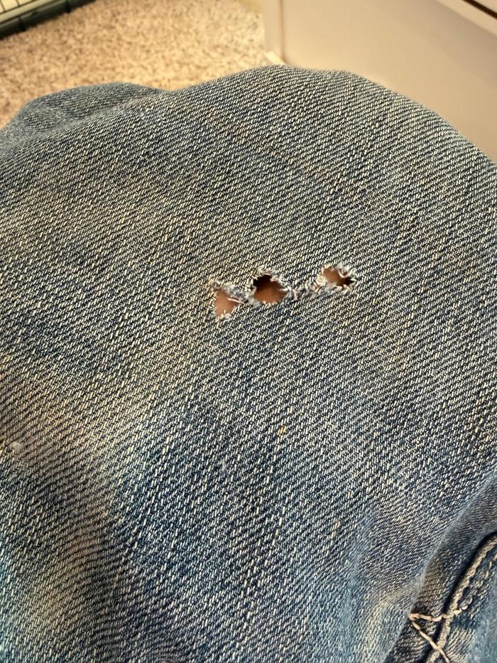 Holes in denim pants