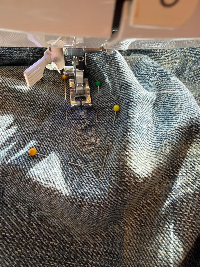 Sewing, used a zig zag stitch 