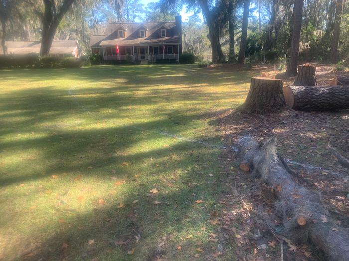 White outline of proposed excavation