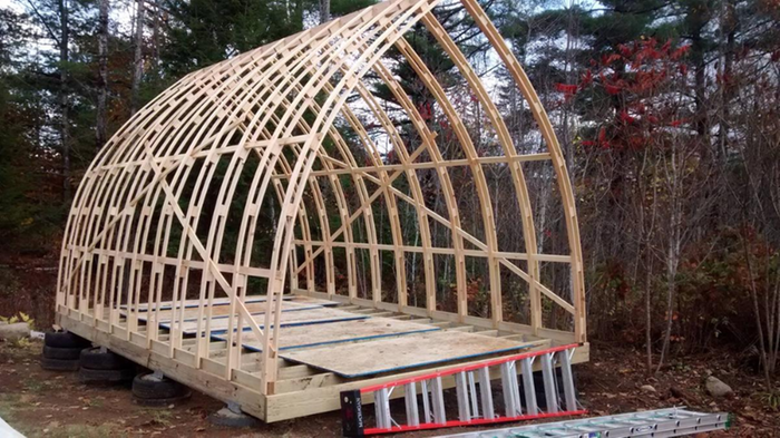 greenhouse build with gothic arch ribs