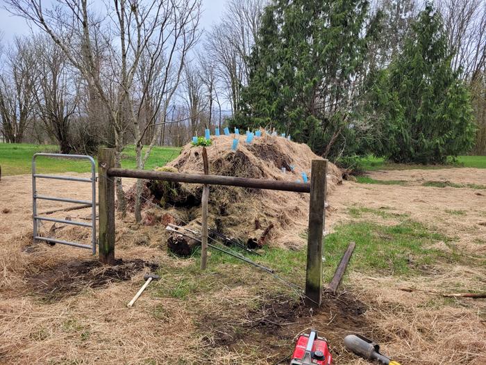 Started building the fence where I wanted an access gate.