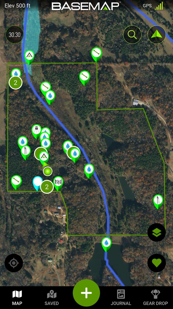 Property outlined in green 102acres