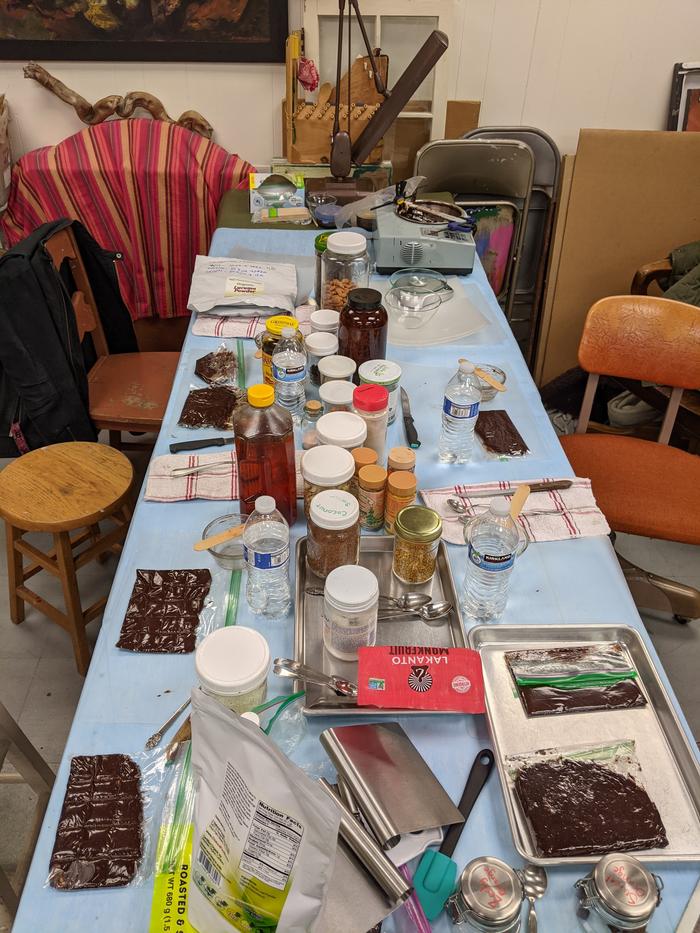 Our chocolates hardening after being mixed with various ingredients