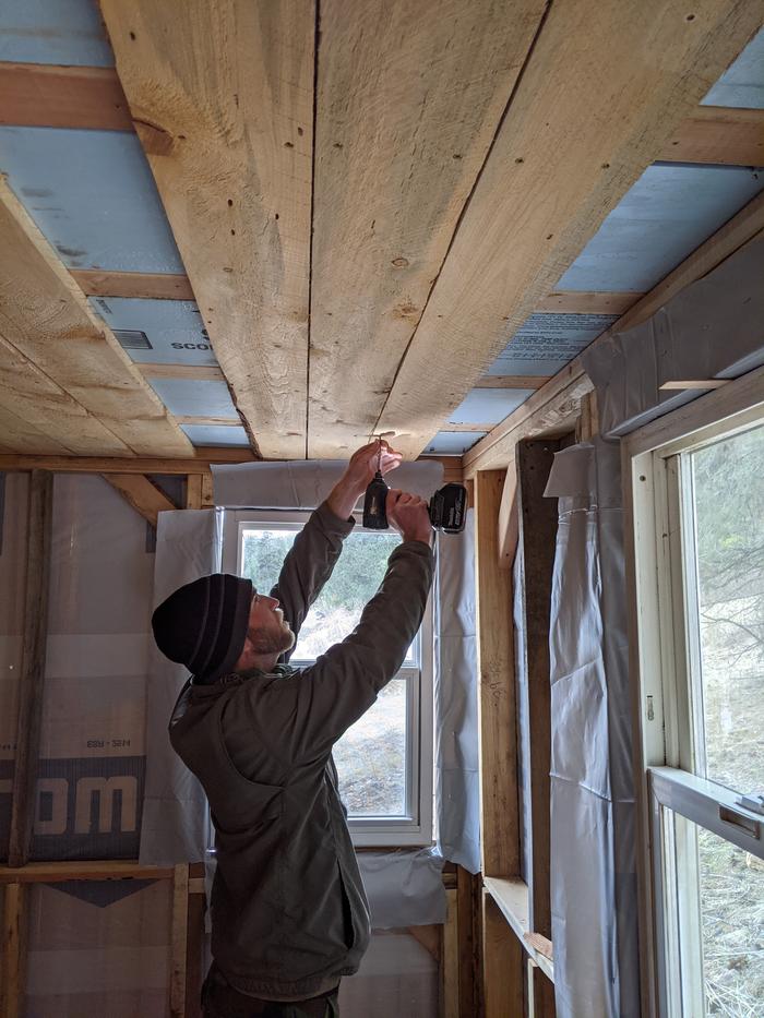 The ceiling boards are down now