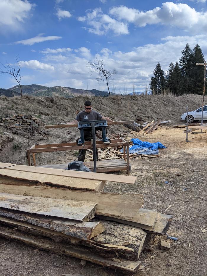 Daniel worked on the new door for the Love Shack 