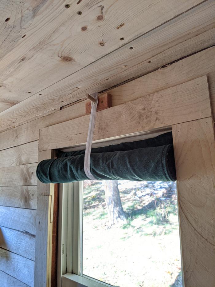 Daniel made curtains for the Love Shack 