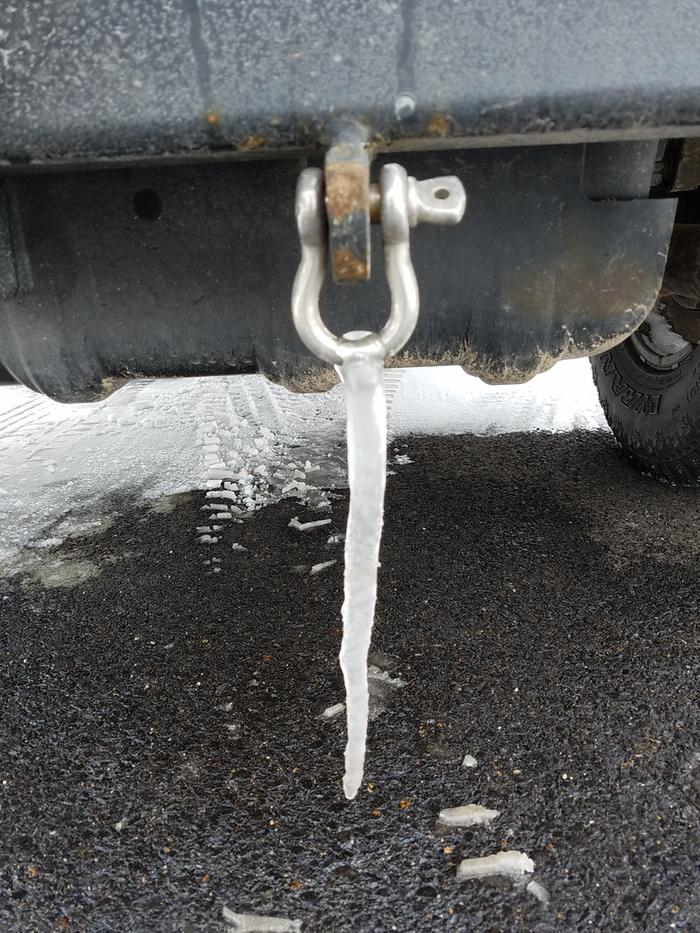 Icicle on a shackle