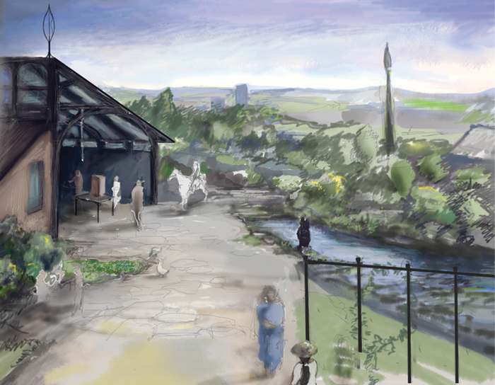 digital painting, A Community Yard .