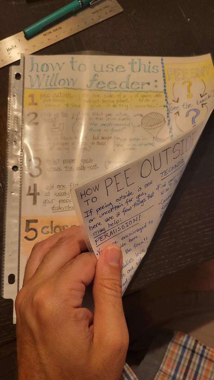 Laminated, two sided info sheet