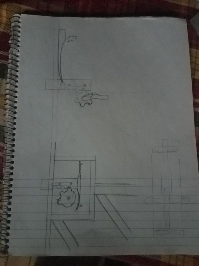 Top sketch was changed to bottom one, going to make a drawing to scale and notate what materials are used.
