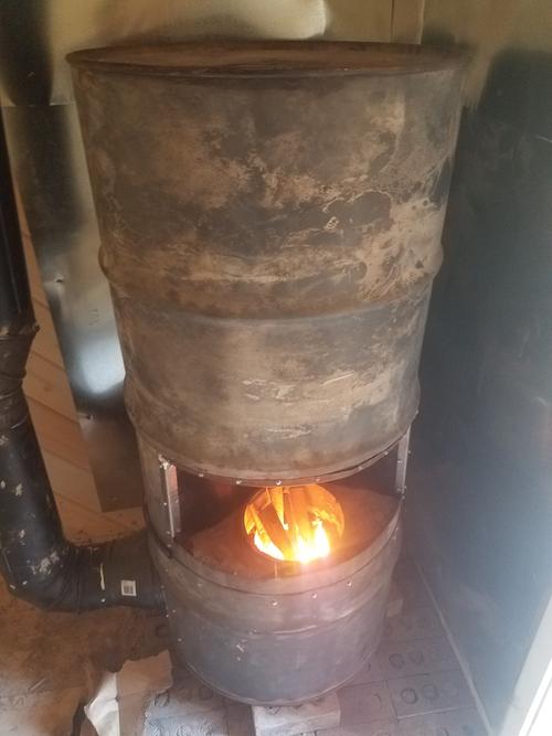 rocket stove in sauna