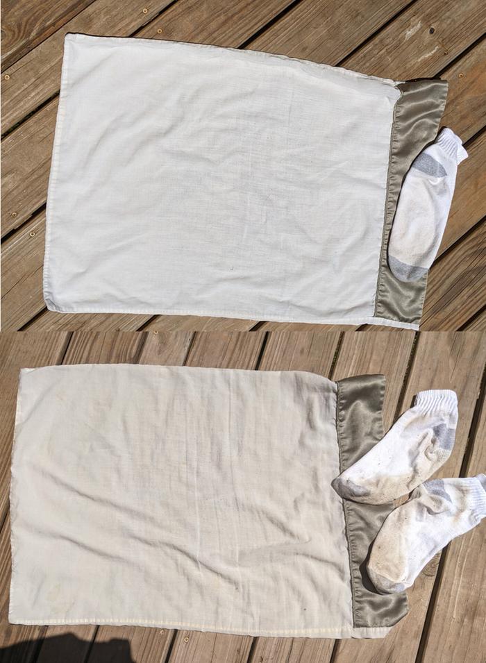 After and Before - Pillowcase and 1 sock