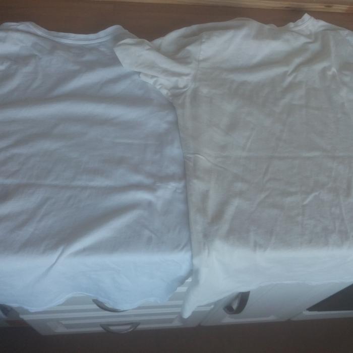 Control shirt on left; shirt to be bleached on right.