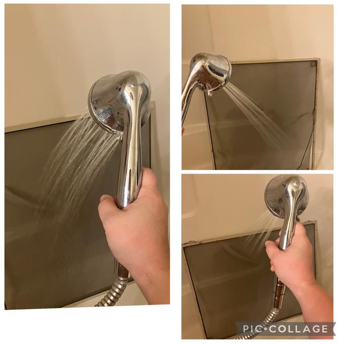 During. Sprayed one at a time in the shower