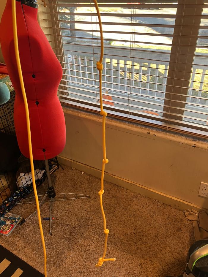 Another thing I learned was to tie knots along the line, otherwise the clothes ended up bunched together 