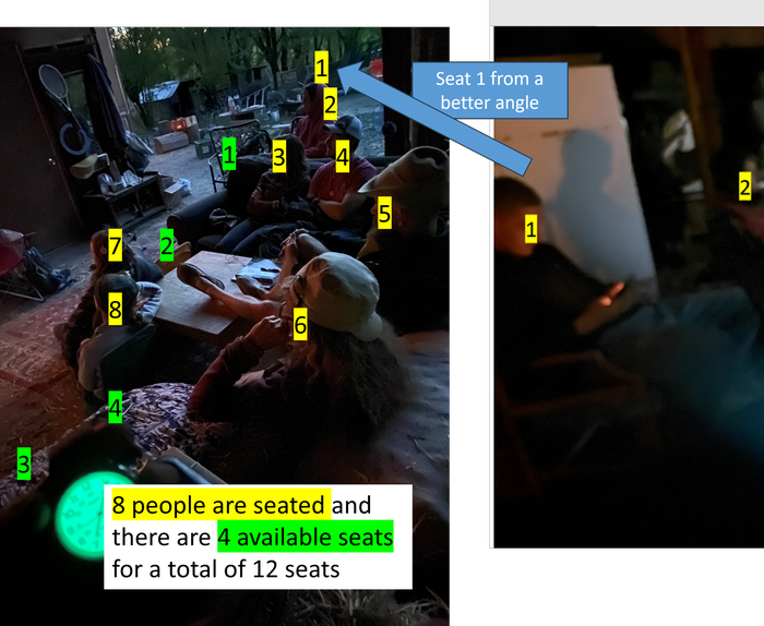 There aren't 10 students but there's enough seating available for more than 10 students to sit.